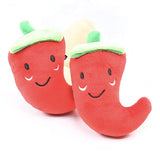 Soft Fleece Dog Chew Toy Fruit Vegetable Chicken Squeak